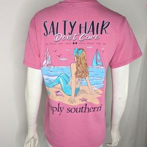 Women's S Mermaid Salty Hair Distressed Tee